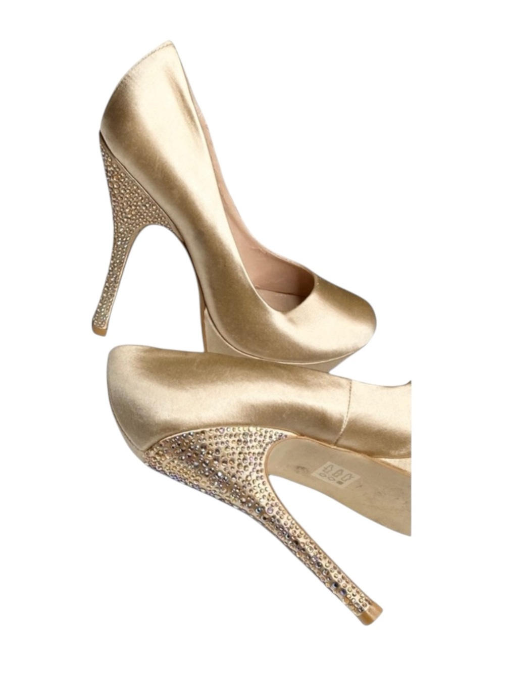 Steve Madden ☀︎︎ Partyy-R Glitter Crystal Platform Stilettos Pumps ☀︎︎ Champagne - Picture 14 of 16